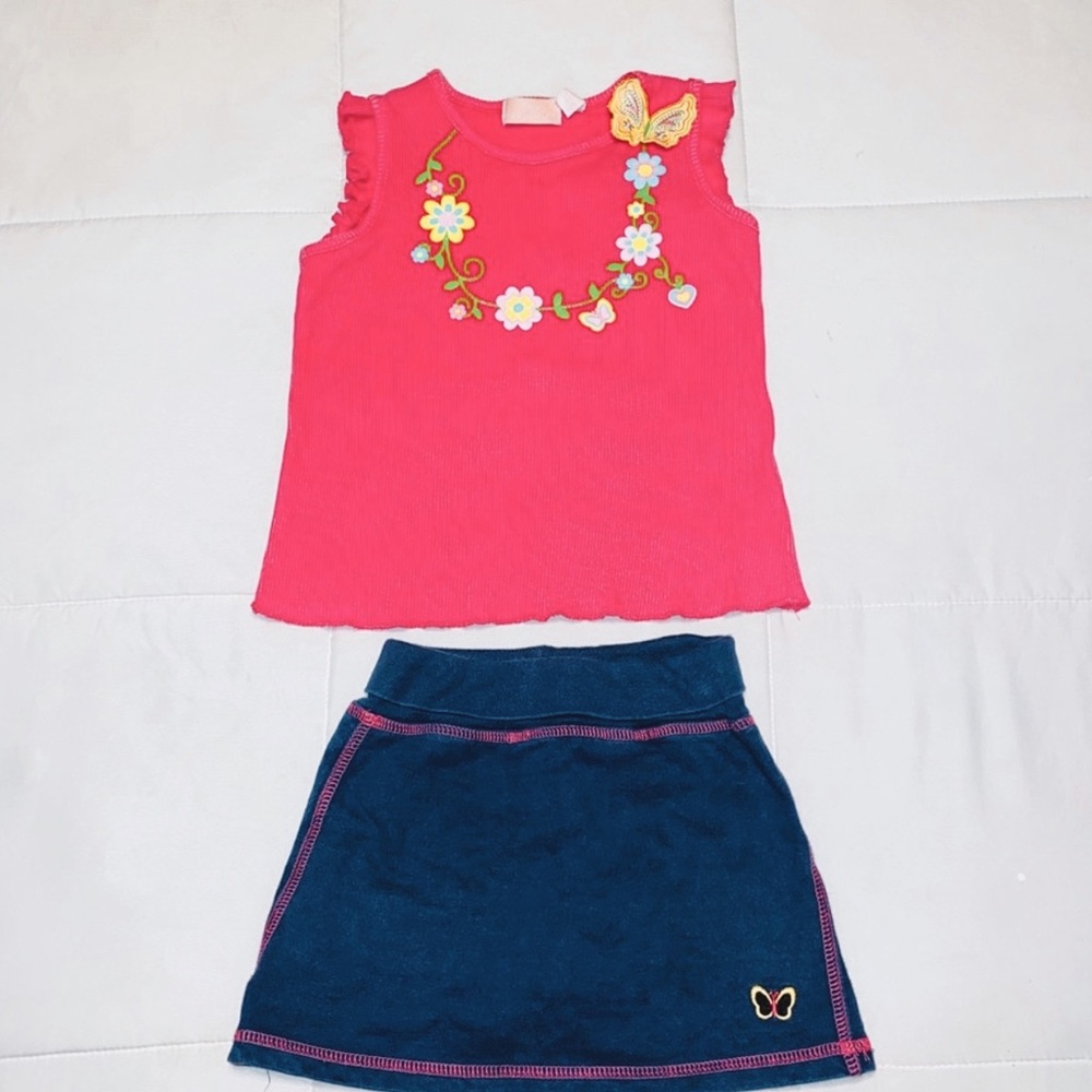 kids headquarters floral top + skort set <3